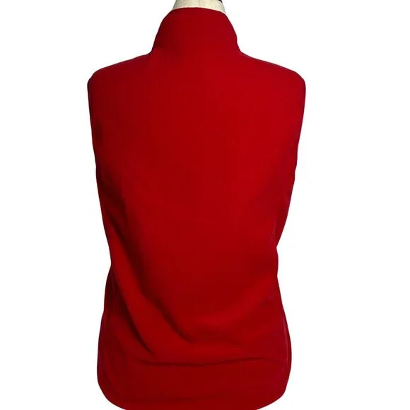 Lands' End Women's Size L Zip-Front Fleece Vest Long Red - Picture 2 of 10